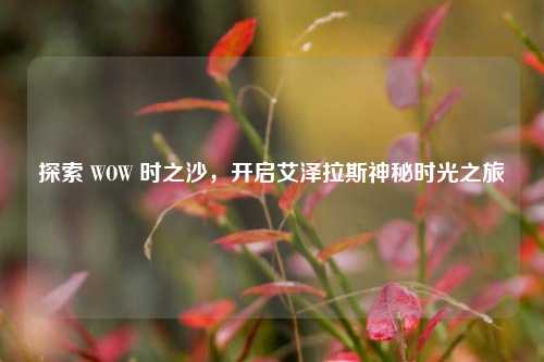 探索 WOW 时之沙，开启艾泽拉斯神秘时光之旅