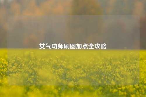 女气功师刷图加点全攻略