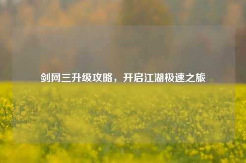 剑网三升级攻略,开启江湖极速之旅